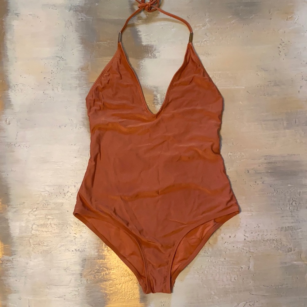 Rust color halter one-piece